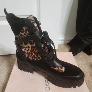 EMAYSPORIUM Leopard Print Ankle Combat Boots-(NWT) SZ 10